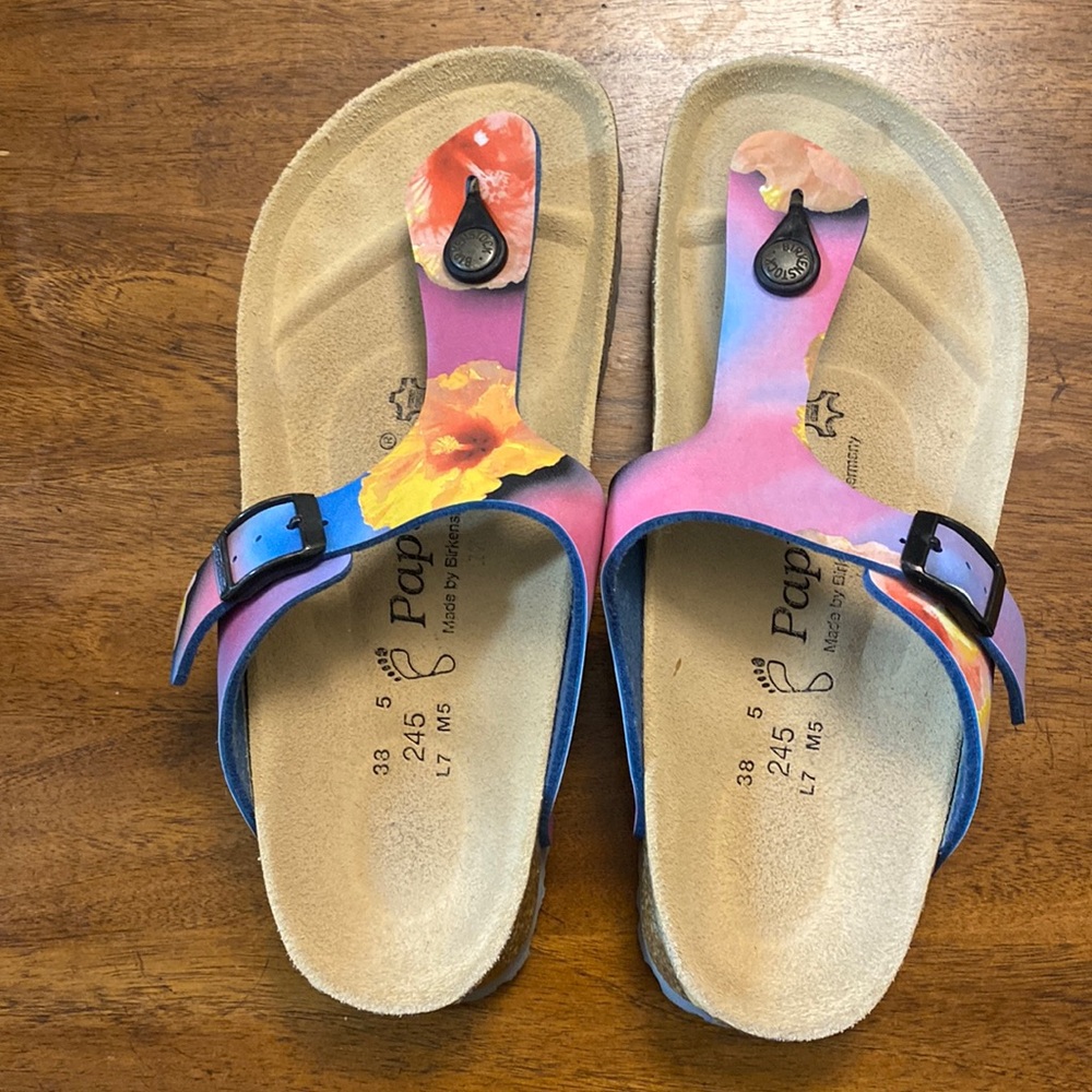 Flowered Papillio Sandals Made By Birkenstock Size 38, US Size Women’s 7.5.